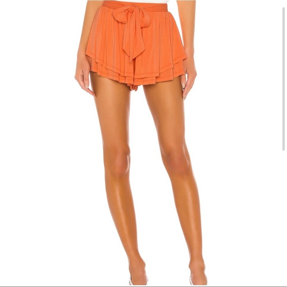 Lovers + Friends orange jersey front tie shorts medium